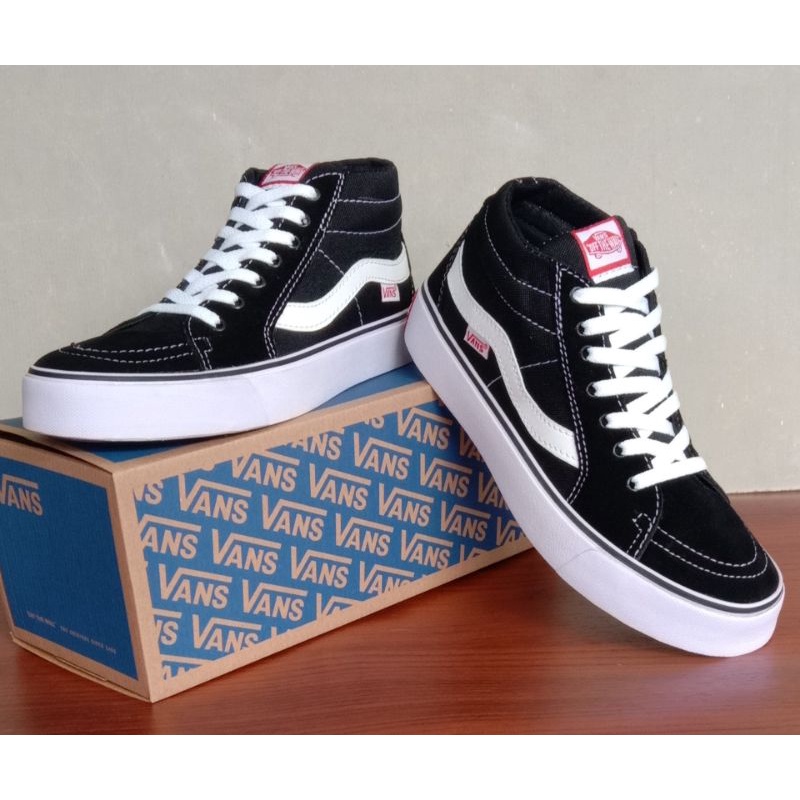 sepatu vans old skool sk8 high black white vans premium sk8 tinggi hitam putih