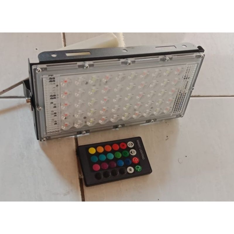 Kap sorot led RGB 50w 220v anti air dengen remote