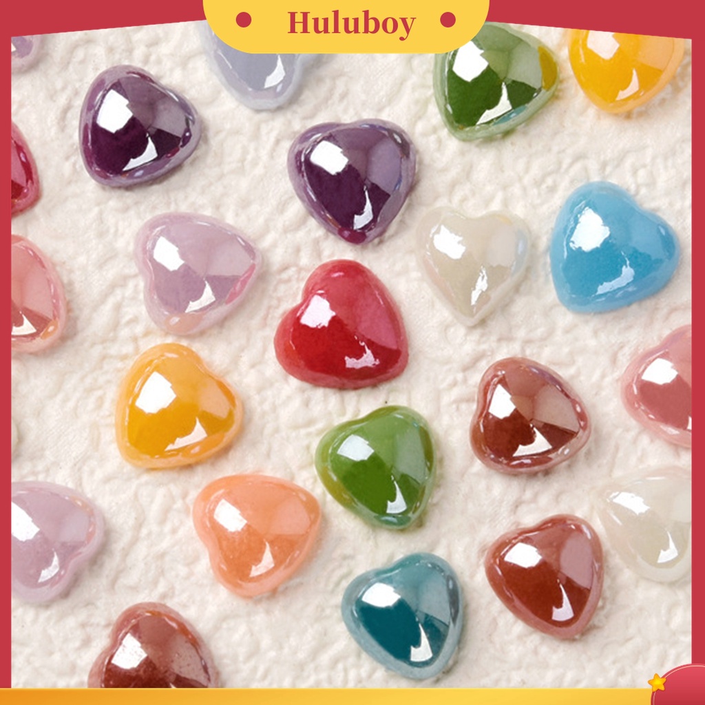 Huluboy Huluboy♡ 50 Pcs Payet Bentuk Hati 3D Bahan Keramik Untuk Dekorasi Nail Art
