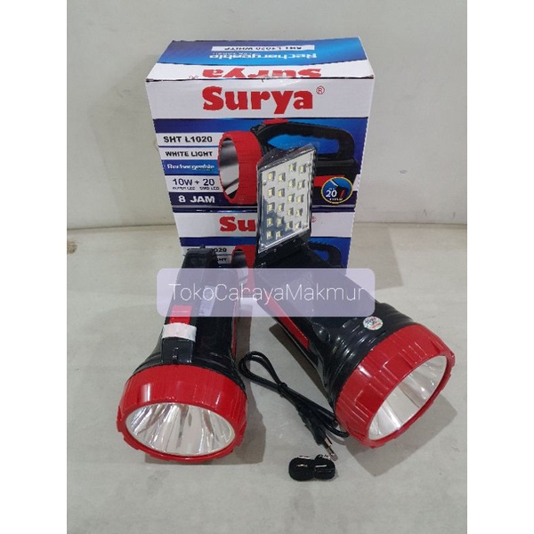 Senter Cas Rechargeable Surya SHT L1020 10W + 20SMD LED/Senter Emergency