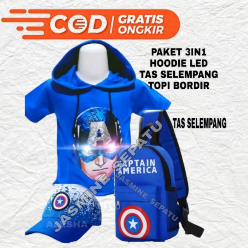 Baju anak Superhero Kapten Amerika / Baju Anak Captaiinin Ameeeerica / Tameng Kapteenen Ameeerika Baju Hoodie