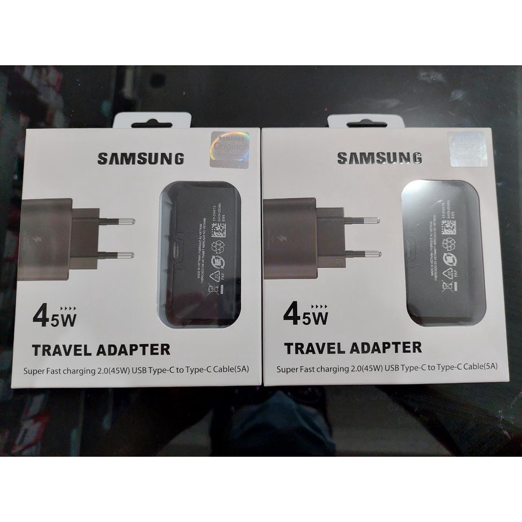 Charger Samsung Note 20 S20 S21 45 Watt Super Fast Charging Type-C Packing Travel Adapter