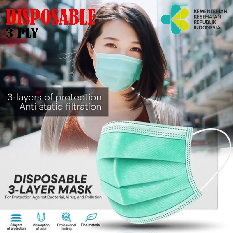 NEW [50pcs 3ply] masker earloop disposable mask daily mask masker kesehatan anti virus masker mulut