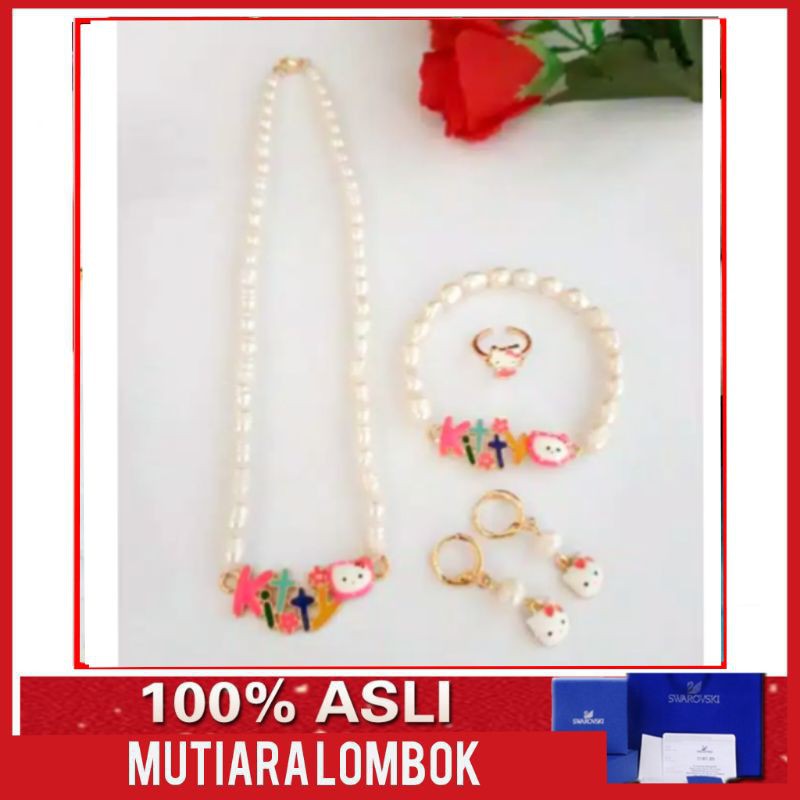perhiasan anak set mutiara asli kalung mutiara lombok gelang mutiara cincin mutiara anting mutiara