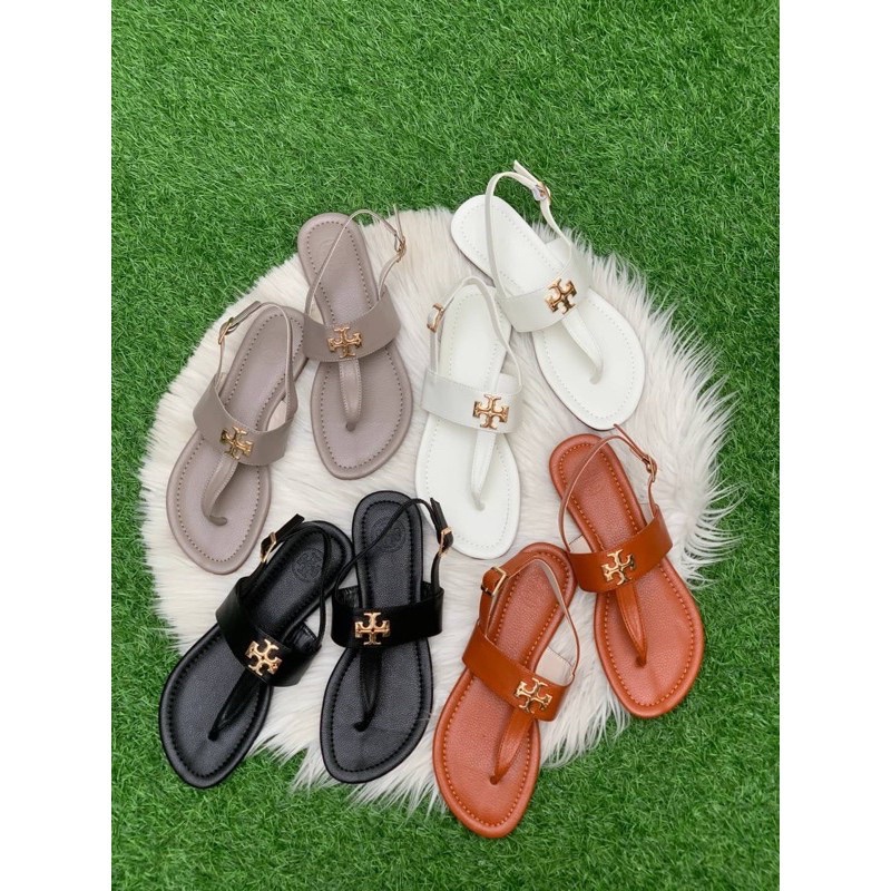 Sepatu Sendal Kulit Wanita TB Leather Flip-Flops Sandals Shoes Premium Import, Hitam Black Putih Whi