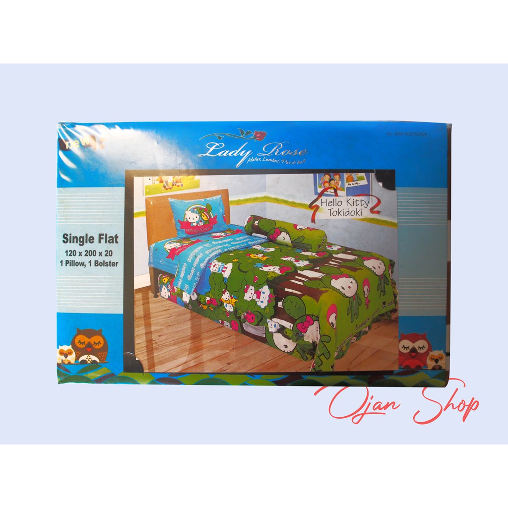 Sprei Lady Rose Single Flat Size 120 x 200 Motif Hello Kitty Tokidoki