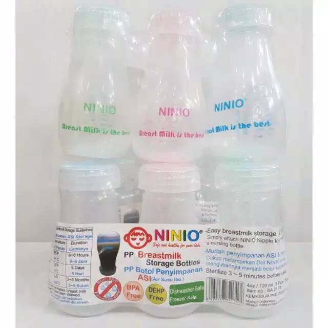 3pcs Botol Penyimpan Penyimpanan saver Asi 120 ML NINIO BA2171 breastmilk storage bottle BPA FREE