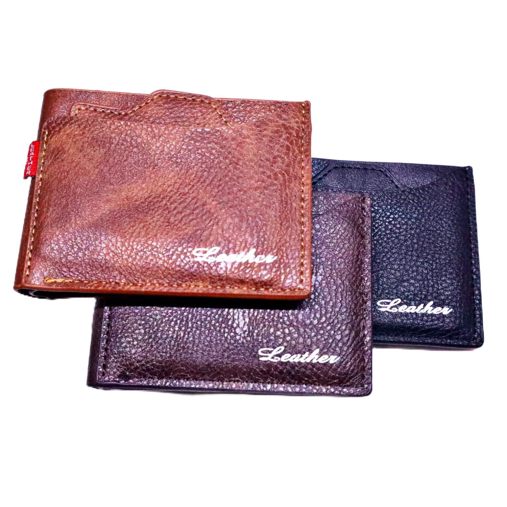 DOMPET LIPAT PENDEK PRIA 2 RUANG LEATHER SINTETIS / DOMPET LIPAT KULIT PRIA FASHION MODEL CABUT - JHC1