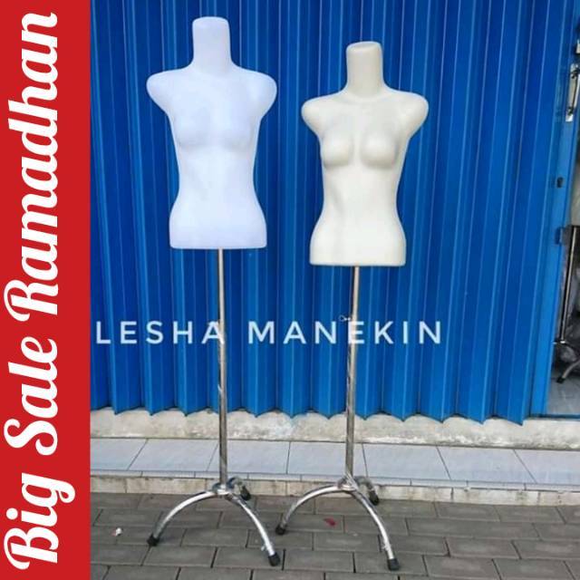 Manekin Badan Set Tiang Penyangga- Patung Baju Cewek Body Lurus Set Tiang