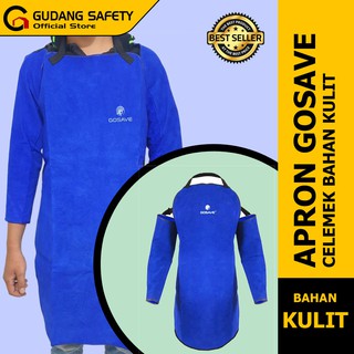 Jual Apron Las Gosave Set Badan Dan Tangan Celemek Kulit Biru Shopee