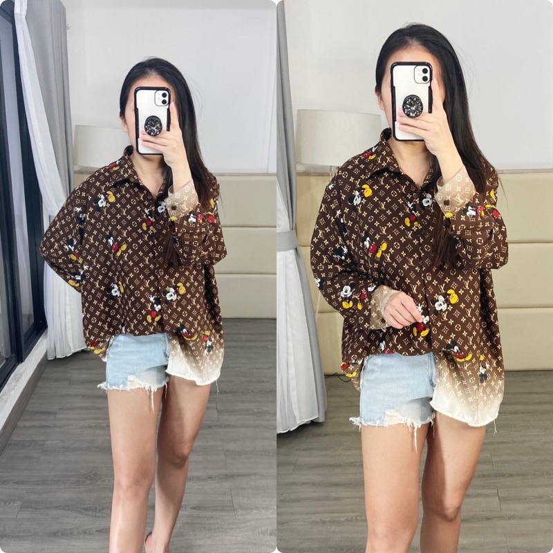 real pic atasan kemeja wanita motif / kemeja oversize / kemeja abstrak