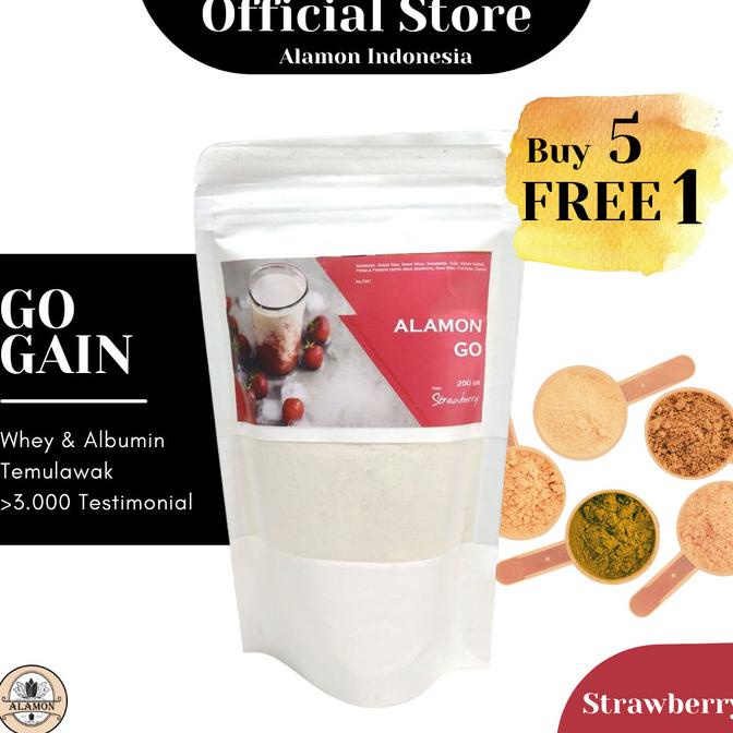 

Alamon GAIN / Susu Penambah Berat Badan /8x Minum/Albumin+Whey+Temu - GO Strawberry