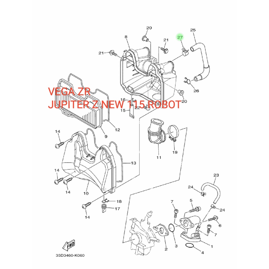 CLAMP KLEMAN CLIP CIRCLIP KLIP KLIPAN KANCING SELANG AIS HAWA UDARA VEGA R NEW ZR RR JUPITER Z 110 BURHAN 115 ROBOT LEXAM ORIGINAL YGP 90467-16800