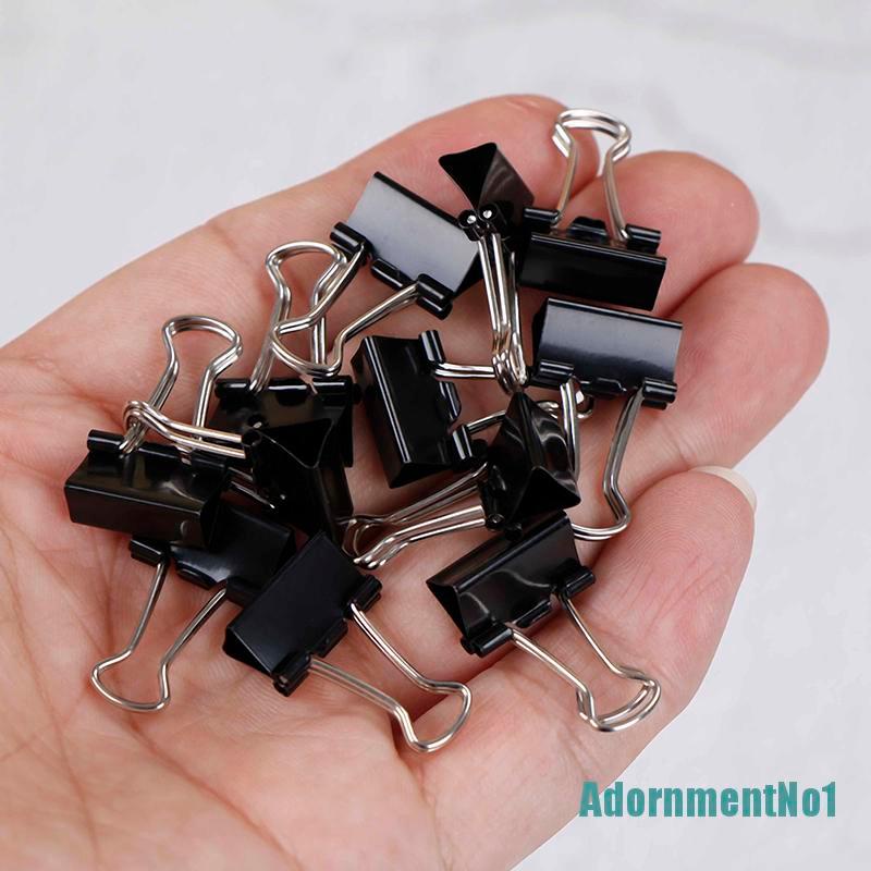 (AdornmentNo1) 12pcs Klip Binder Metal Warna Hitam Untuk Foto / File / Stationery Kantor