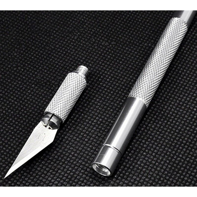 Set Pisau Ukir Seni Hobby Crafting Art Knife Metal Handle/Pen Cutter set + refil 5 set