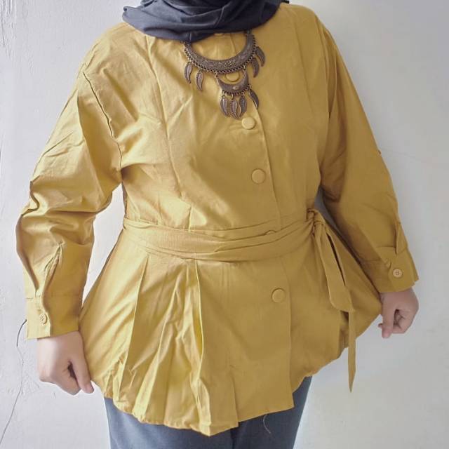 Blouse atasan wanita jumbo XXXL warna kuning mustard