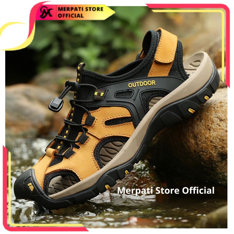 Merpati Store - Sandal Gunung Pria Original Olahraga Outdoor Sendal Kulit Pria Hiking Keren