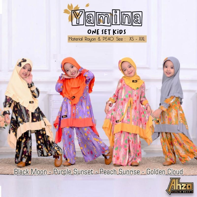 One Set Anak YAMINA Set Hijab By Ahza Muslim Wear's
