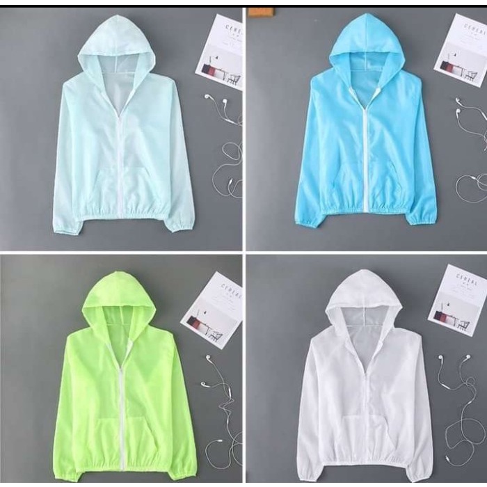 Jaket Wanita Jaket Wanita Transparan/Jaket Trend korea/Jaket Runing anti UV - Putih(U0P4) Jaket Jean