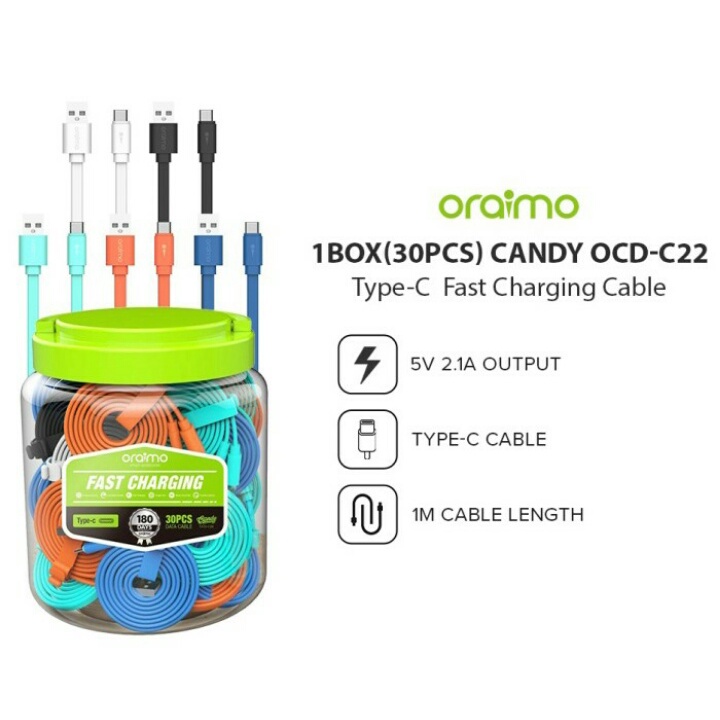 Oraimo USB Kabel Data OCD C22 Type C Fast Charging (Toples Isi 30pcs)