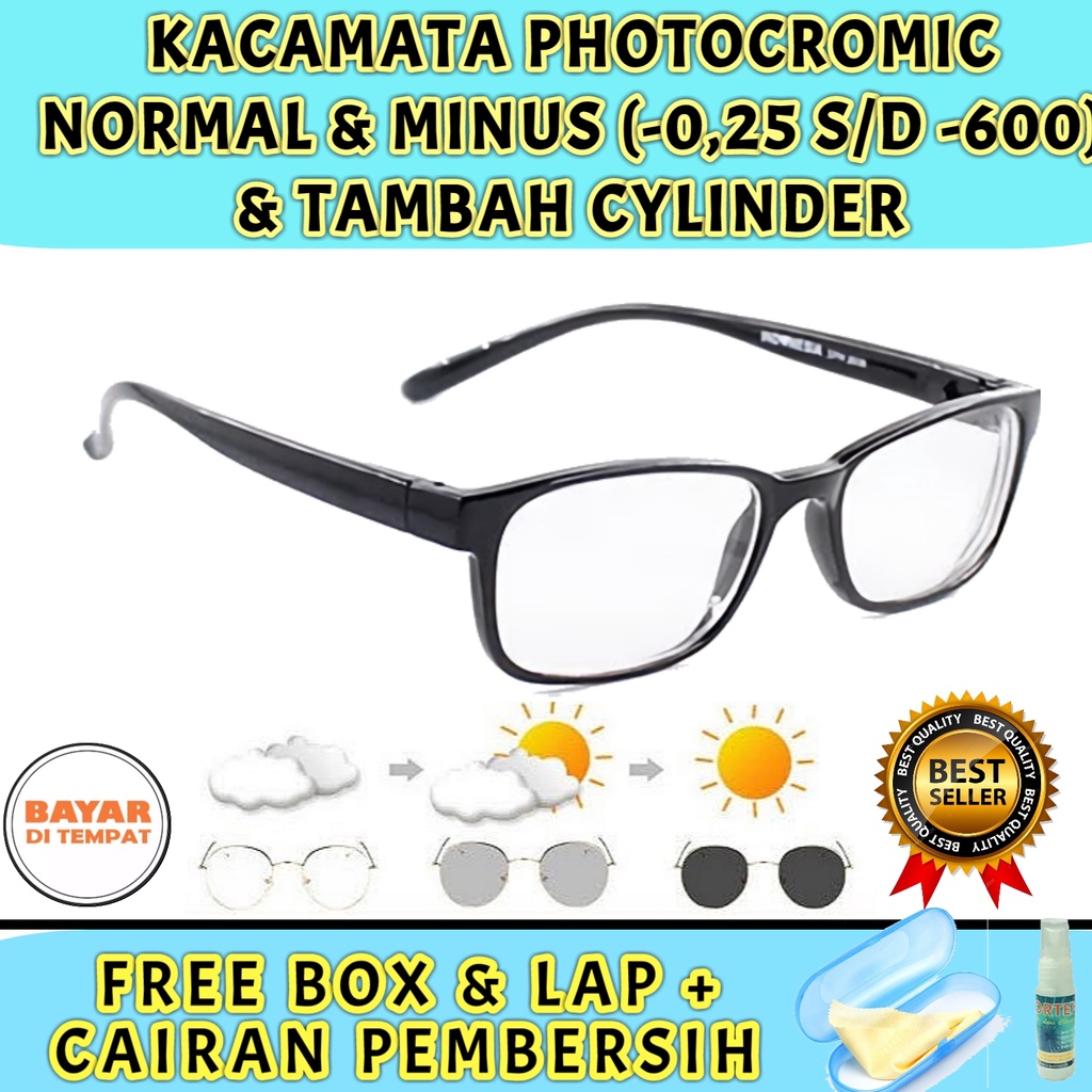 Kacamata Photocromic Minus Cylinder (-0,25 S/D -600) Kacamata Silinder Anti Radiasi Pria Wanita