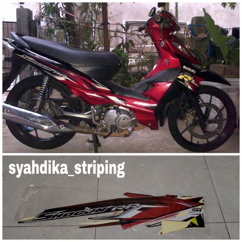 STIKER STRIPING LIS BODY SUZUKI SHOGUN RR 125 2008 MERAH HITAM