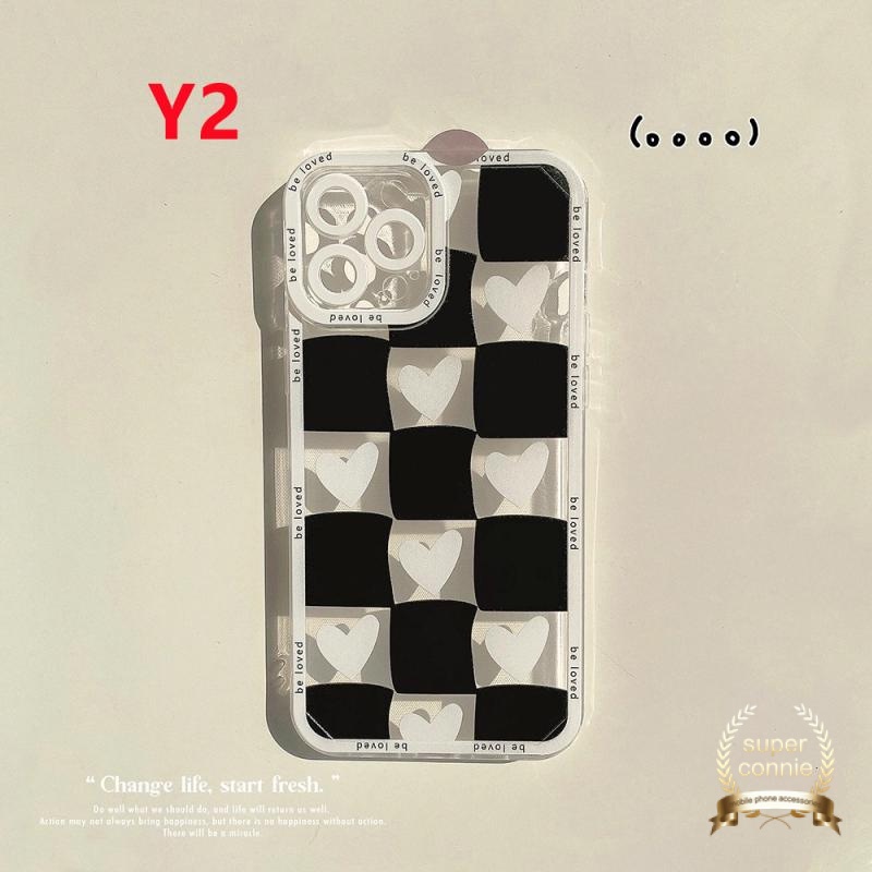 IPHONE Pasangan Kotak-Kotak Soft Tpu Case Untuk Iphone14 13 11 12 pro Max6 6s 8 7 plus XR X XS Max SE Cinta Hati Belakang Full Cover