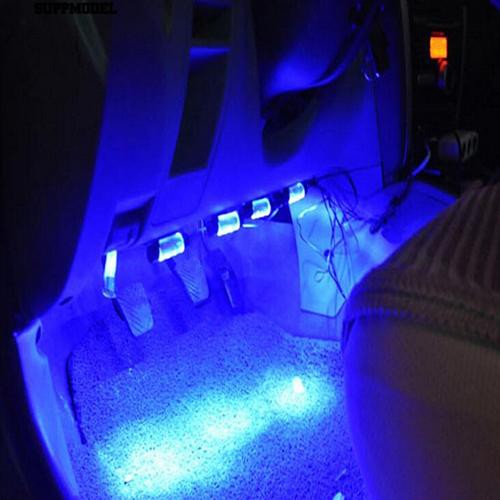 ⏲4x Biru 12 V Mobil Interior Dekoratif Neon Di Bawah Dash Lantai 3 Lampu LEDLampu