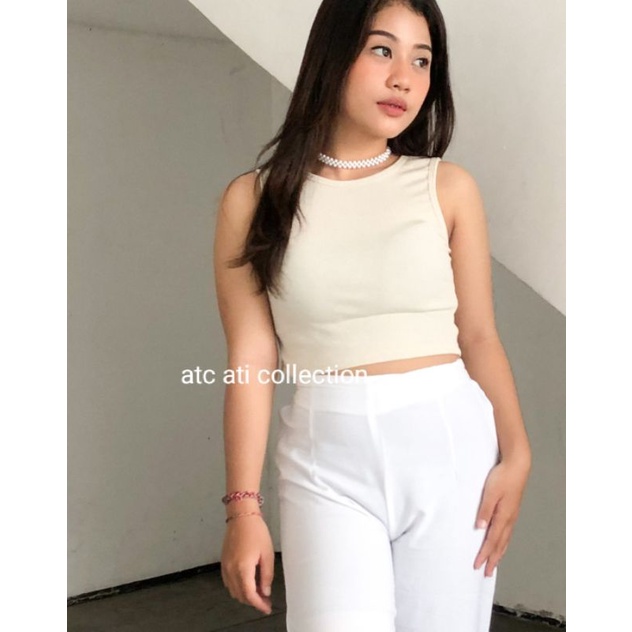 clara crop rib tank top by atc // real pic-1
