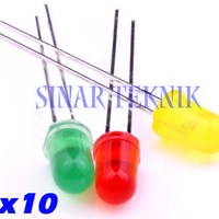 x10 Led Standard 5mm HIJAU MERAH KUNING DOP Color LED Light Emitting Diode DIP isi 10 Pcs