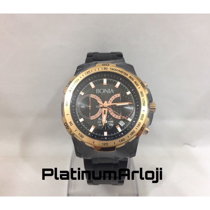 Jam Tangan Pria Bonia BTP 119 Black Rose Gold