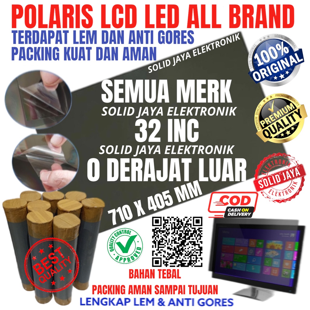 POLARIS LCD 32 INC 0 DERAJAT LUAR POLARIZER 32INC 32&quot; POLARIZED LAPISAN KACA LED LCD POLARISER