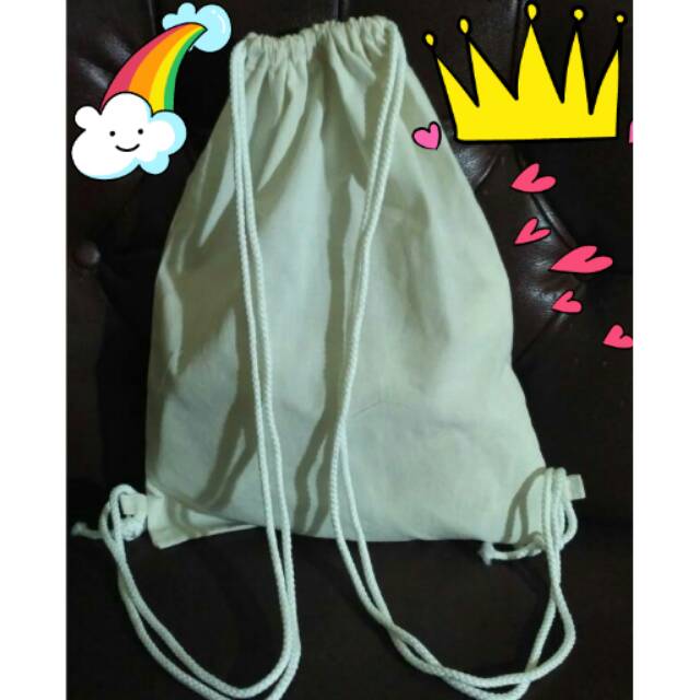 

Tas blacu punggung POLOS tali putih uk 30x40