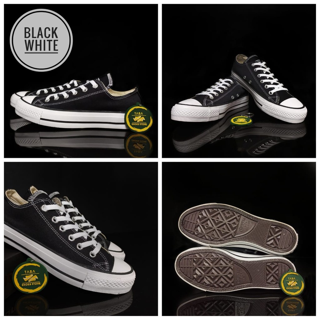 (BISA COD) SEPATU SNEAKERS CLASSIC BLACK WHITE PENDEK PRIA WANITA