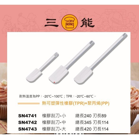 Sanneng SN4741 - Rubber Spatula Small / Spatula putih 24cm