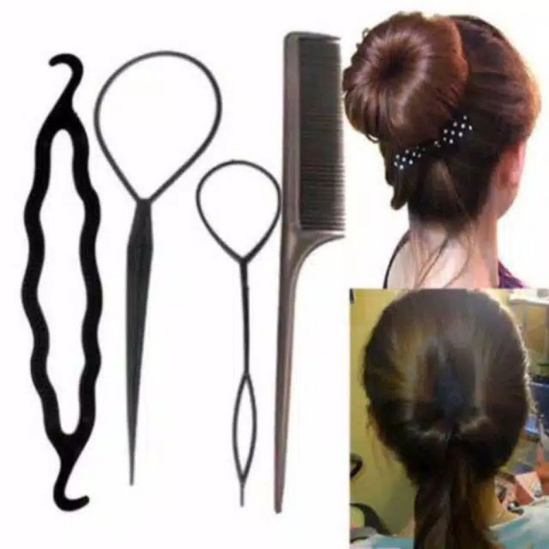 ALAT STYLING SANGGUL RAMBUT 4IN1 SET SISIR PENJEPIT SANGGUL