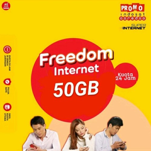 [PROMO] Kuota Indosat 50gb full 24 jam internet freedom combo murah