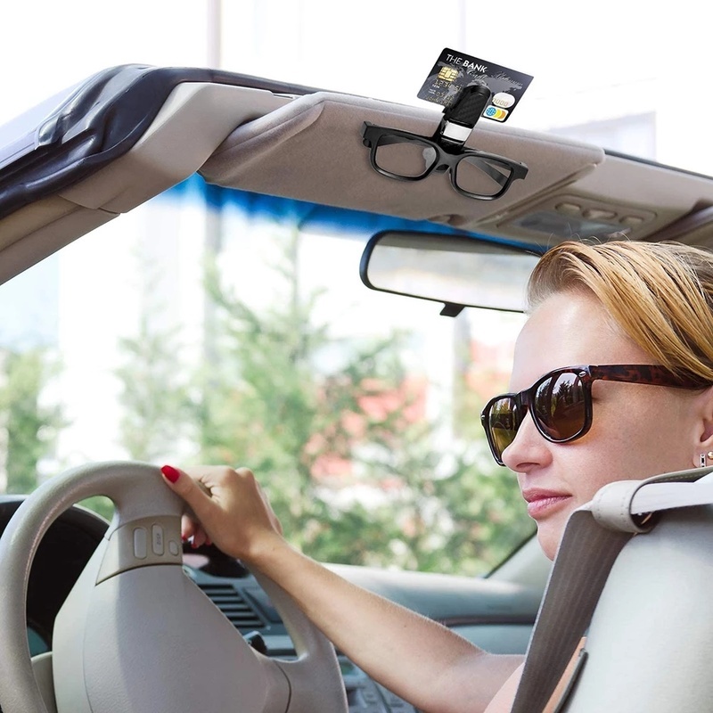 Holder Penyimpanan Kacamata / Kartu / Plat Nomor Untuk Sun Visor Mobil