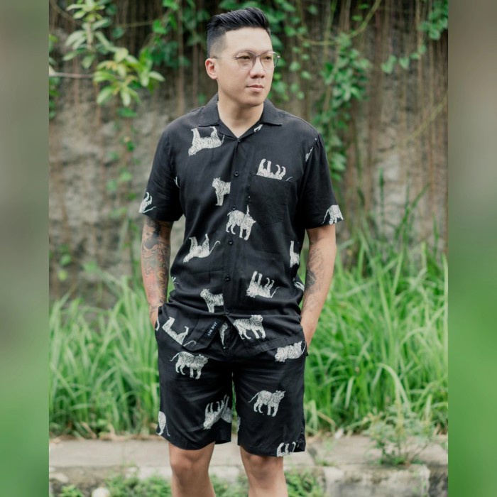 Piyama dewasa pria baju tidur santai cowok tiedye set piyama tiger - M