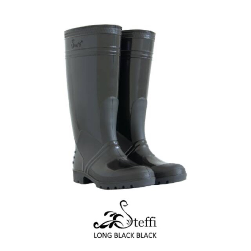 Sepatu Boots Karet merk Steffi Panjang Hitam Size 39-42