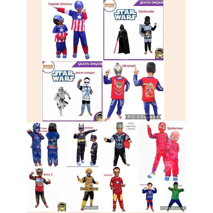 baju topeng / baju kostum superhero / baju anak kostume + topeng