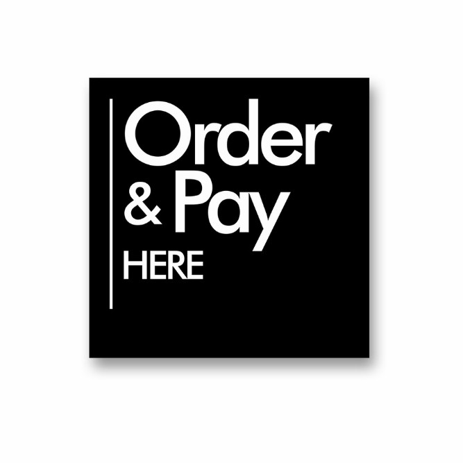 

Order & Pay Here Sign Board acrylik STIKER CUTING & TIMBUL - dasar hitam Stiker Cuting Elegan