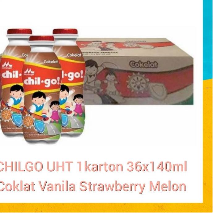 

Terbaru! CHIL GO UHT 1 KARTON 36 BOTOL COKLAT STRAWBERRY VANILLA MELONMADU PISANG chilgo 6X140 ml KALBE 케