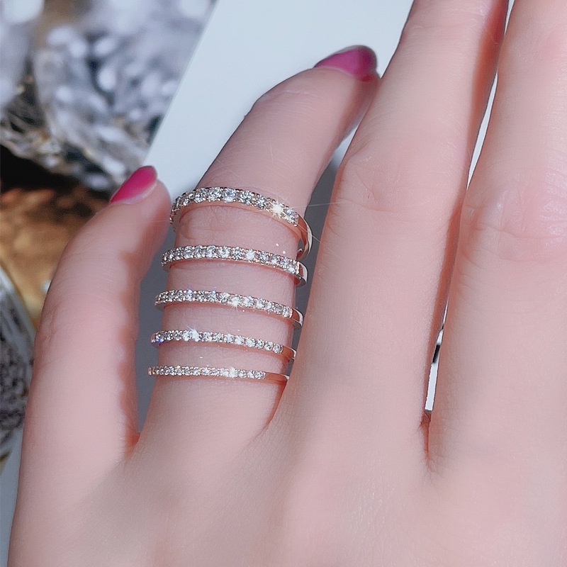 Cincin Wanita Sederhana Cincin Pernikahan Kristal Hadiah Perhiasan Wanita