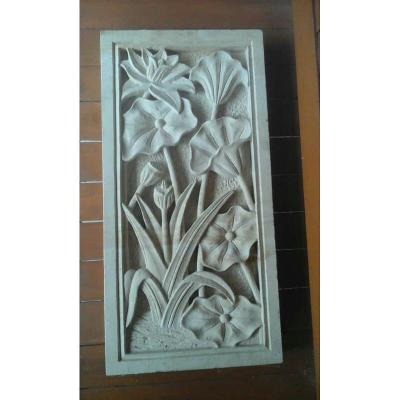 ornamen batu alam relief dinding batu putih