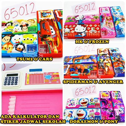 

PC 65012 PENSIL CASE TEMPAT PENSIL KALKULATOR FROZEN HELLO KITTY CARS