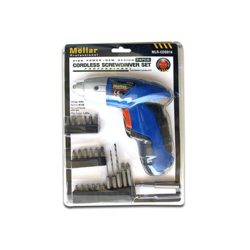 MOLLAR CDS014 Mesin Bor Obeng Baterai CORDLESS SCREWDRIVER SET