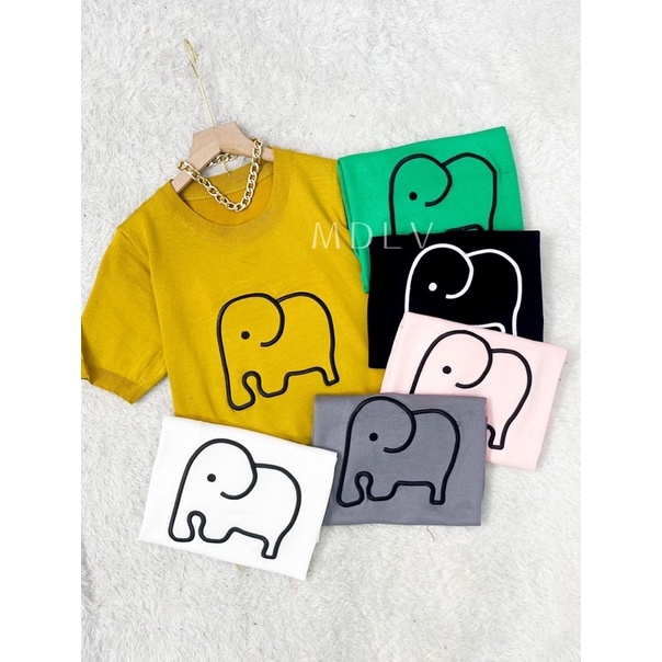 MDLV ~ H148# Elephant Knitted Top atasan Kaos Rajut import Fashion Import