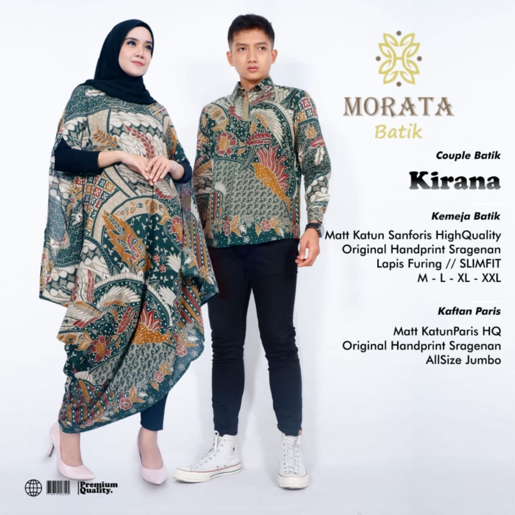 kirana kemeja baju pakaian atasan gamis kaftan dress batik solo couple set pasangan kombinasi tunang