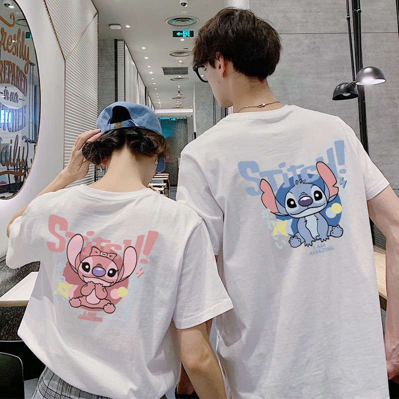 MYSTIQUE.ID-BAJU KAOS COUPLE STITCH T-SHIRT LUCU DAN AESTHETIC